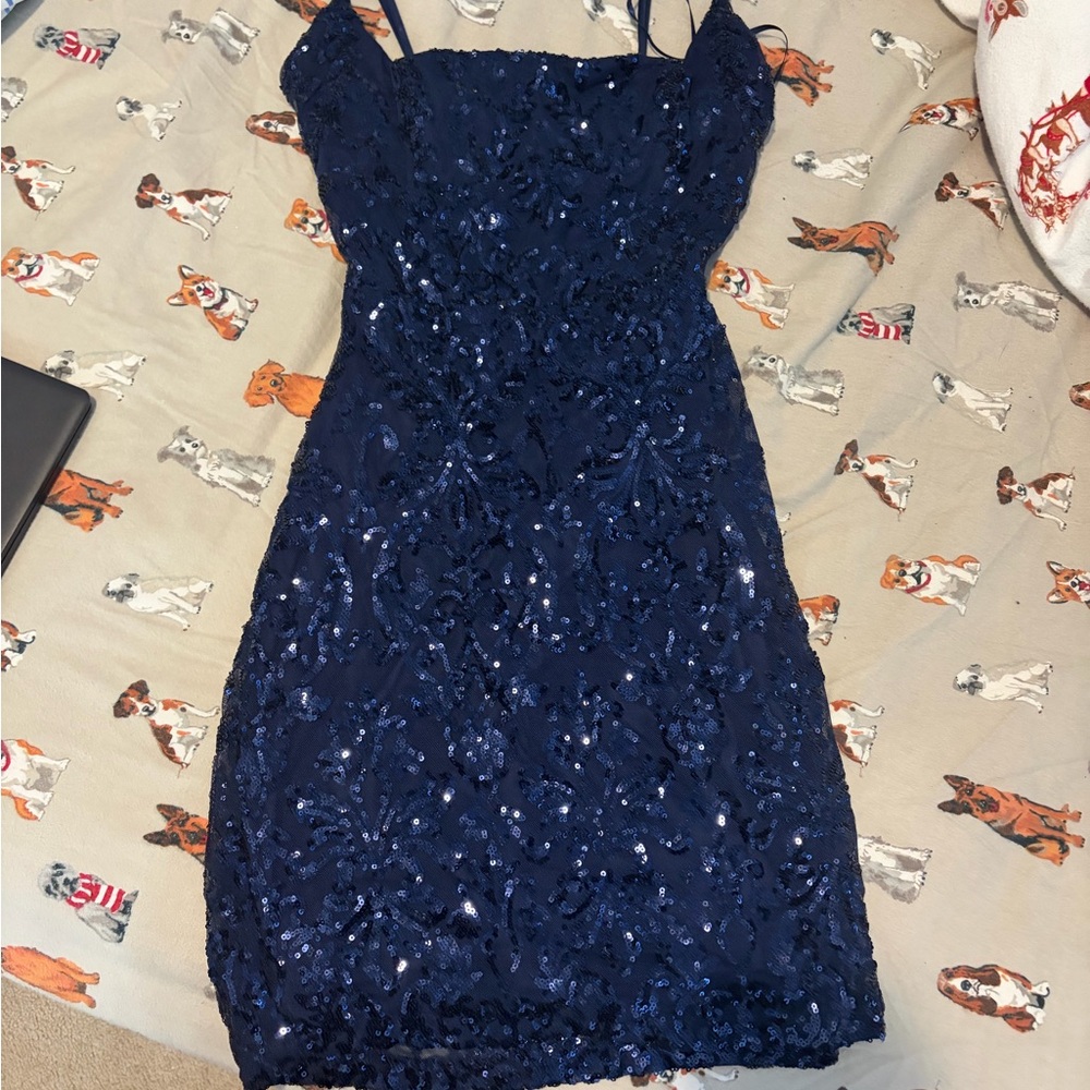 Windsor Navy Sequin Mini Dress